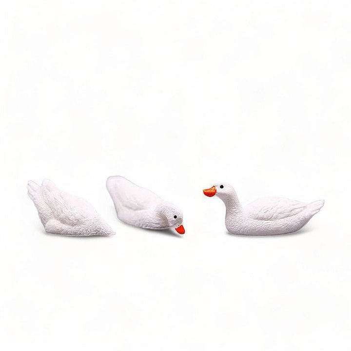 Mini Set of 3 Ducks (White) Ornaments - Castle Dawn Aquatics