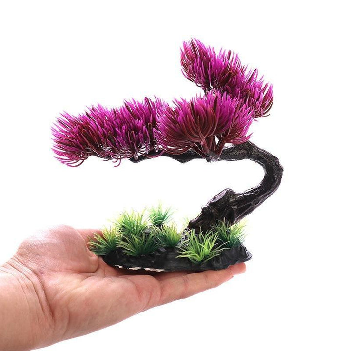 Artificial Aquarium Medium Bonsai Purple Pink Tree Plant - Castle Dawn AquaticsArtificial Aquarium Plastic Fish Tank Plants