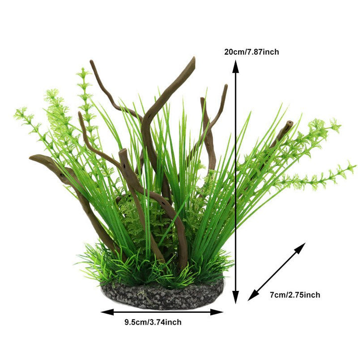 Artificial Spider Wood & Mixed Vallis Plant Ornament - Castle Dawn Aquatics