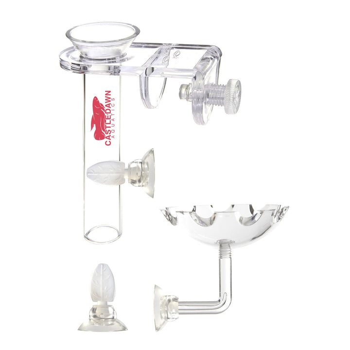 Hang on Back Shrimp Feeding Glass Tube & Adjustable Dish - Castle Dawn Aquatics