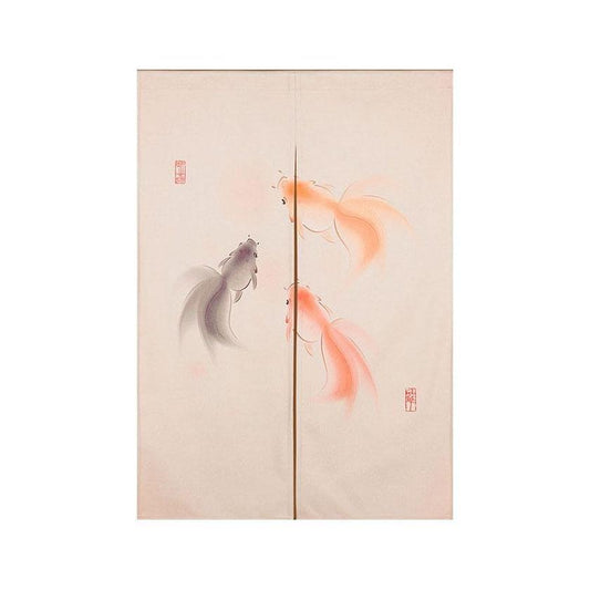 Japanese Noren Linen Fancy Goldfish Feng Shui Print Fabric Curtain Doors - Castle Dawn AquaticsHome Decor