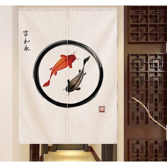 Japanese Noren Linen Koi Feng Shui Print Fabric Curtain Doors - Castle Dawn AquaticsHome Decor