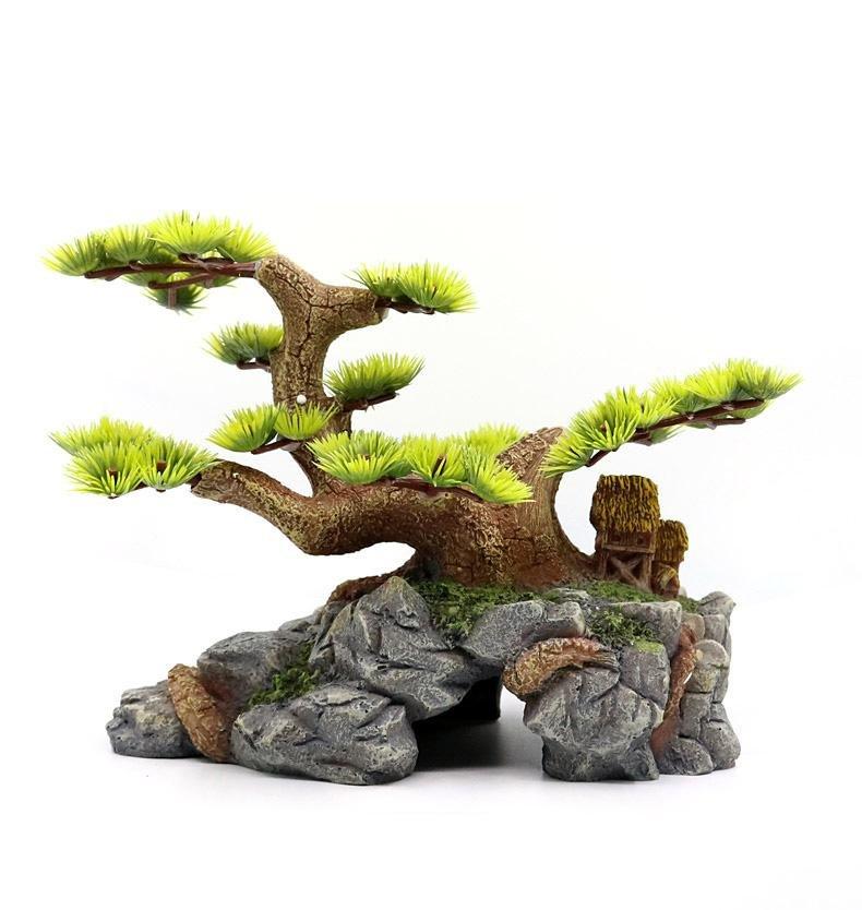 Aquarium Fish Tank Decoration: Asian Style Bonsai Tree Resin Rock ...