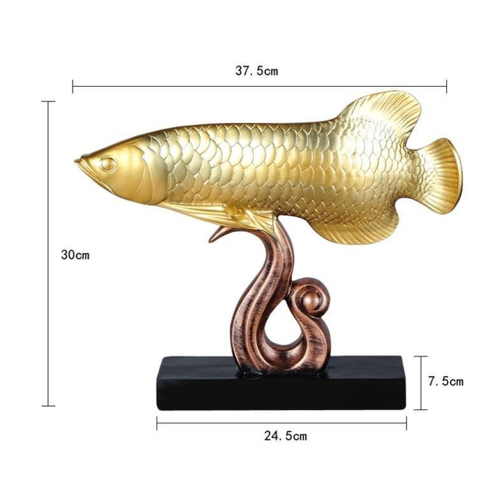 Large Lucky Golden And Copper Blue Arowana Ornament. - Castle Dawn AquaticsHome Decor