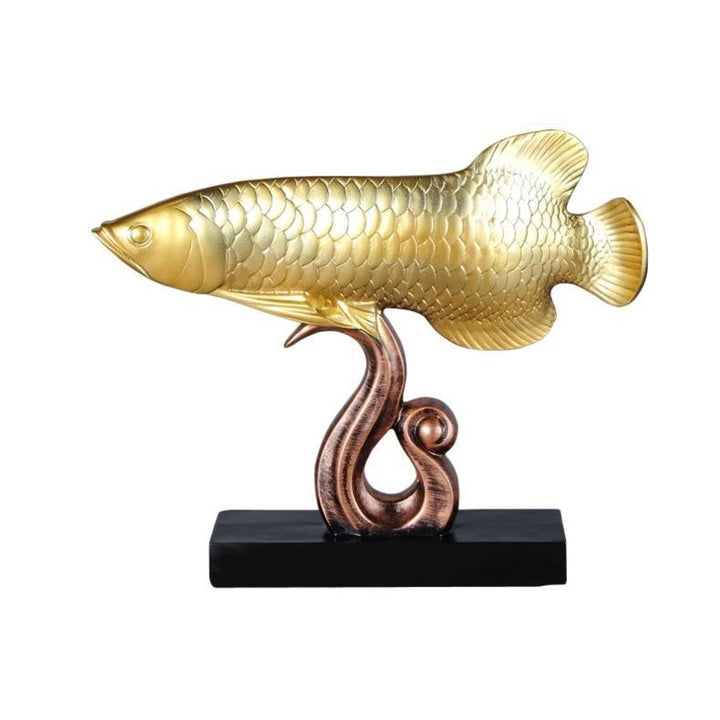 Large Lucky Golden And Copper Blue Arowana Ornament. - Castle Dawn AquaticsHome Decor