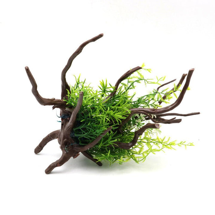 Medium Artificial Spiderwood & Mixed Helferi Plant Ornament - Castle Dawn Aquatics