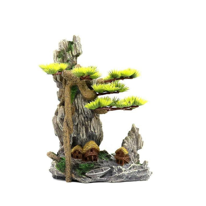 Medium Asian Style Bonsai Tree Fishing Village - Castle Dawn AquaticsAquarium Decor