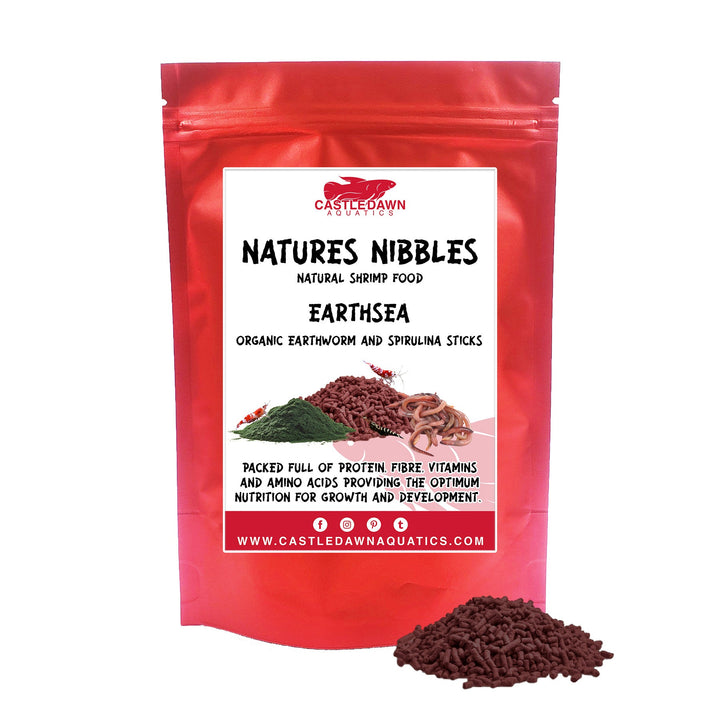 Natures Nibbles EARTHSEA Protein Earthworm & Spirulina Shrimp Food 50g - Castle Dawn Aquatics