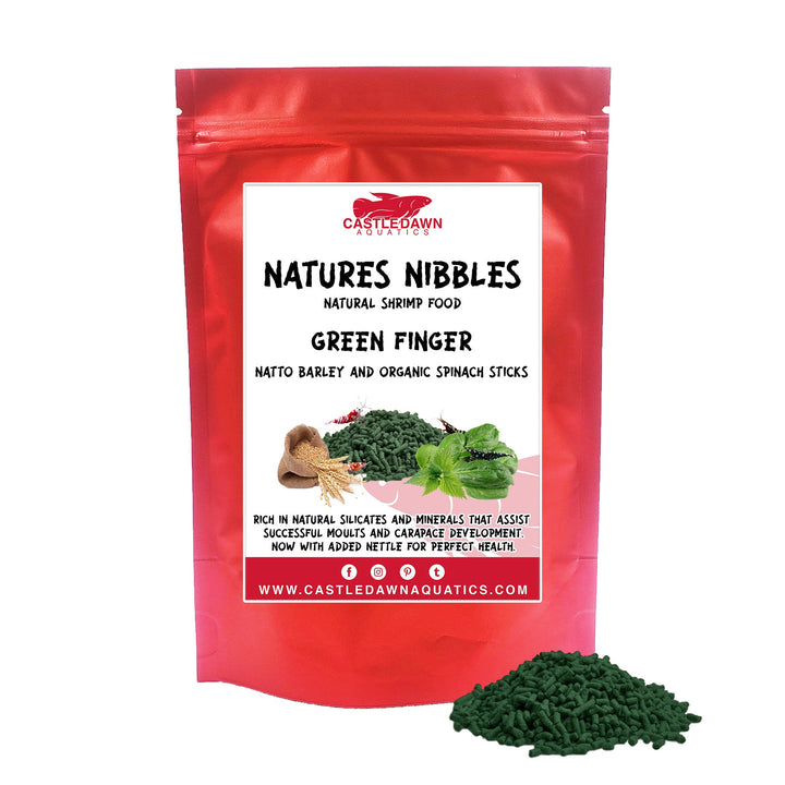 Natures Nibbles GREEN FINGER Natto Barley & Spinach Shrimp Food 50g - Castle Dawn Aquatics