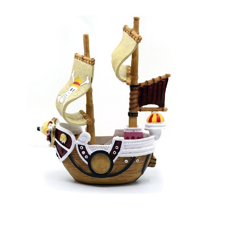 One Piece Anime Style Pirate Sailing Merry Go Ship Aquarium Decoration