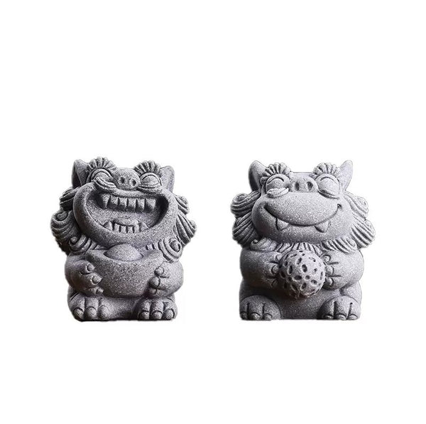 Stone Happy Go Lucky Fu Dog Pair - Castle Dawn Aquatics